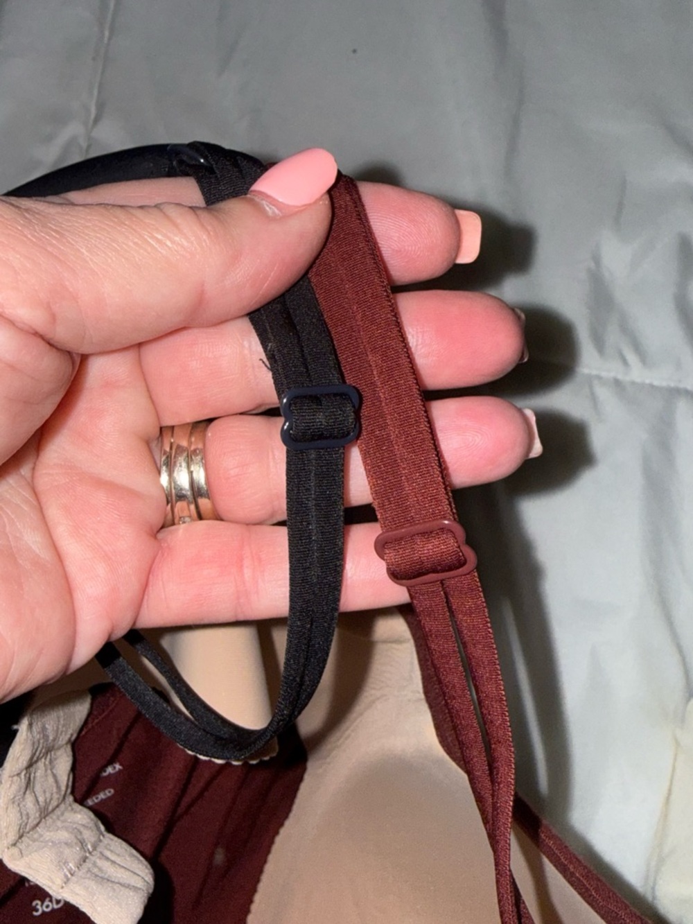 Victoria's Secret Maroon & Black Padded Camisoles with Built-In Bra - Picture 6 of 7